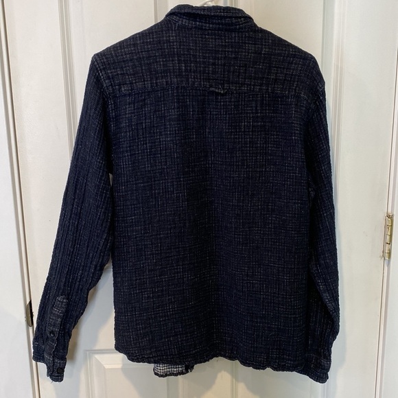 Gray By Saks Fifth Ave Linen Button Down Shirt Navy EUC - Picture 8 of 14